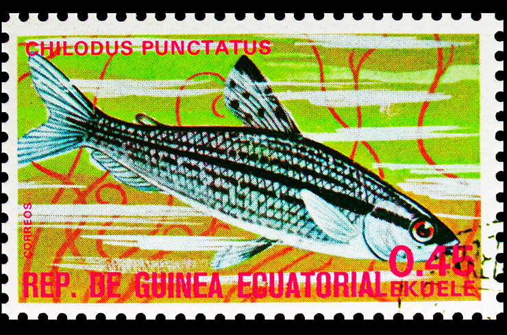 Марка с изображением хилодуса. Экваториальная Гвинея, 1975 г.